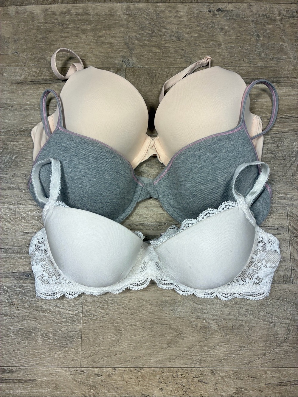 Victoria Secret 3 Underwired T Shirt Bras Lined Demi Wear Everywhere Cotton - Picture 1 of 12